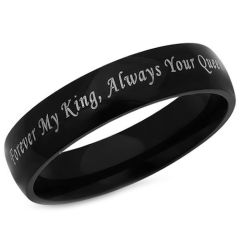 *COI Black Tungsten Carbide King Queen Dome Court Ring-1756