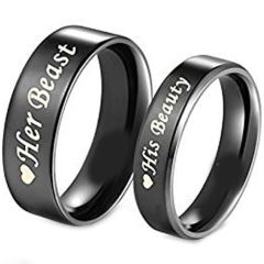 COI Black Tungsten Carbide Beauty Beast Flat Ring-TG1814