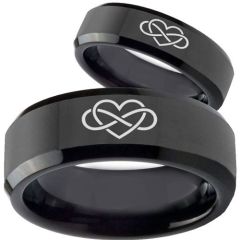 *COI Black Titanium Infinity Heart Beveled Edges Ring-2058
