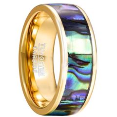 COI Gold Tone Tungsten Carbide Abalone Shell Ring-TG2191
