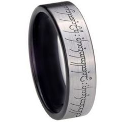 *COI Titanium Black Silver Lord The Rings Ring Power Pipe Cut Ring-2213