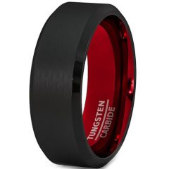 COI Tungsten Carbide Black Red Beveled Edges Ring-TG2547