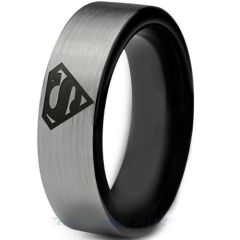 **COI Tungsten Carbide Black Silver Super Man Dome Court Ring-TG2776