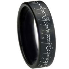*COI Black Titanium Lord The Rings Ring Power Pipe Cut Flat Ring-3367