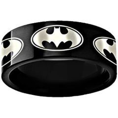 *COI Black Titanium Bat Man Pipe Cut Flat Ring-3494
