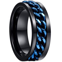 COI Tungsten Carbide Black Blue Wire Center Ring-TG3515