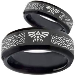 COI Black Titanium Legend Zelda Celtic Beveled Edges Ring-3561