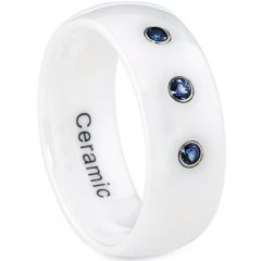 COI Ceramic Ring With Created Blue Sapphire - TG3668(Size:#US6)