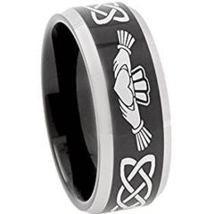 *COI Tungsten Carbide Mo Anam Cara Celtic Beveled Edges Ring-TG374