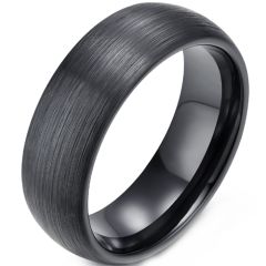**COI Black Tungsten Carbide Dome Court Ring-TG3784