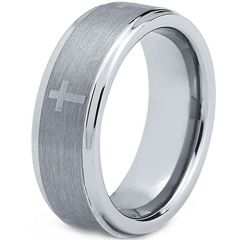 *COI Titanium Cross Step Edges Ring-JT5073