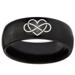 *COI Black Tungsten Carbide Infinity Heart Dome Court Ring-TG4336