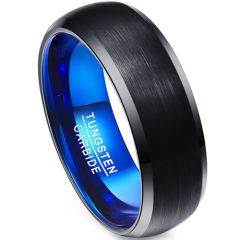 COI Tungsten Carbide Black Blue Beveled Edges Ring-TG4591