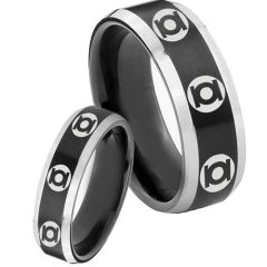 COI Tungsten Carbide Black Silver Color Green Blue Lantern Ring-TG4640