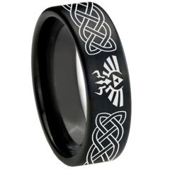 COI Black Titanium Legend Zelda Celtic Pipe Cut Flat Ring-468