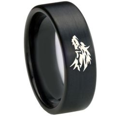 COI Black Titanium Wolf Pipe Cut Flat Ring-4688