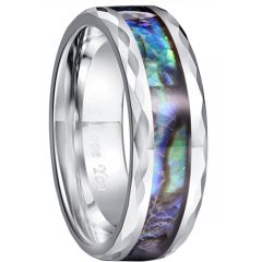 COI Tungsten Carbide Abalone Shell Faceted Ring-TG5030