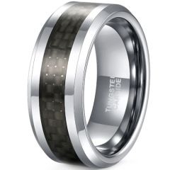**COI Tungsten Carbide Beveled Edges Ring With Carbon Fiber-TG628