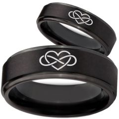 **COI Black Titanium Infinity Heart Step Edges Ring-765