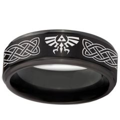 COI Black Titanium Legend Zelda Celtic Step Edges Ring-808