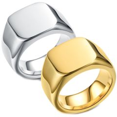 COI Titanium Silver/Black/Gold Tone Signet Ring With Custom Engraving-5577