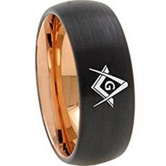 COI Titanium Black Rose Masonic Dome Court Ring-2435