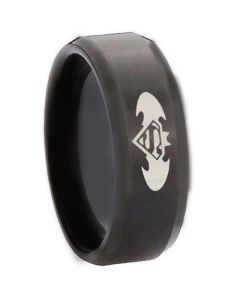 *COI Black Tungsten Carbide Batman Beveled Edges Ring-TG2878
