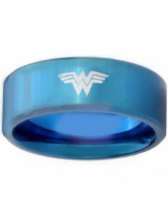 COI Blue Tungsten Carbide Wonder Woman Pipe Cut Ring-TG3175BB