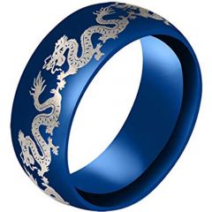 COI Blue Tungsten Carbide Dragon Dome Court Ring-TG3183