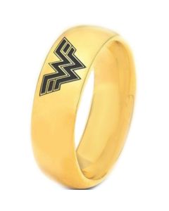 *COI Gold Tone Tungsten Carbide Wonder Woman Dome Ring-TG3346