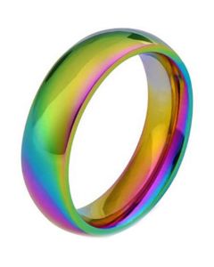 *COI Tungsten Carbide Rainbow Pride Dome Court Ring-TG4194