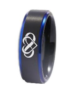 *COI Titanium Black Blue Infinity Heart Step Edges Ring-3408