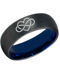 *COI Tungsten Carbide Black Blue Infinity Heart Ring-TG3449