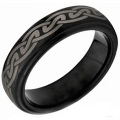 COI Black Titanium Celtic Step Edges Ring-3830