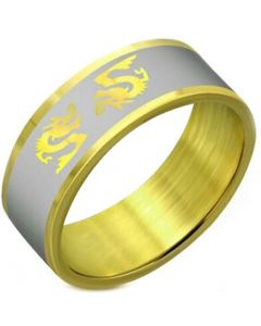 COI Tungsten Carbide Gold Tone Silver Dragon Ring-TG3989