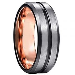 COI Tungsten Carbide Black Rose Center Groove Ring-TG3940