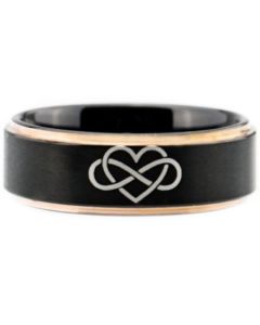 *COI Titanium Black Rose Infinity Heart Step Edges Ring-4115