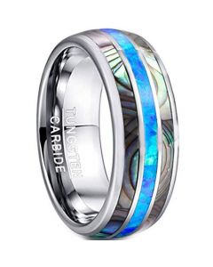 COI Tungsten Carbide Abalone Shell & Crushed Opal Dome Ring-TG4549