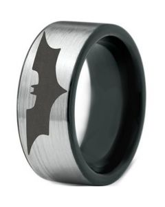 *COI Tungsten Carbide Black Silver Batman Ring-TG4570
