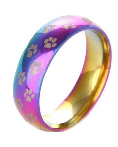 COI Titanium Rainbow Pride Ring With Paws-3491