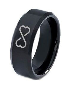 COI Black Tungsten Carbide Infinity Heart Ring-TG5170