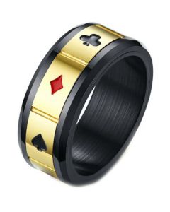COI Titanium Black Gold Tone Ace of Spade Ring-5225