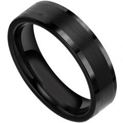 COI Black Tungsten Carbide Pipe Cut Flat Ring-5296