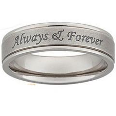 COI Tungsten Carbide Always & Forever Double Grooves Ring-5421