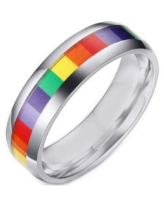 COI Titanium Rainbow Pride Beveled Edges Ring-5506
