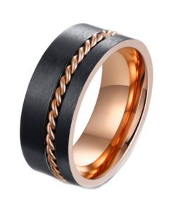 *COI Titanium Black Rose Offset Wire Pipe Cut Flat Ring-5584