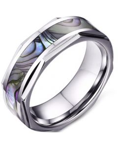 COI Tungsten Carbide Ring With Abalone Shell-5641