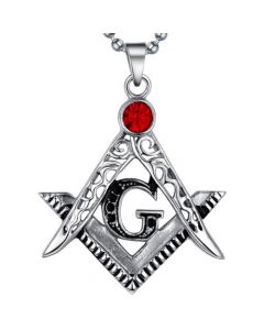 COI Titanium Masonic Pendant With Created Red Ruby-5749