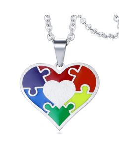 COI Titanium Rainbow Pride Heart Pendant-JT5796