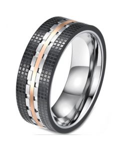 *COI Titanium Black Rose Tire Tread Ring-5814